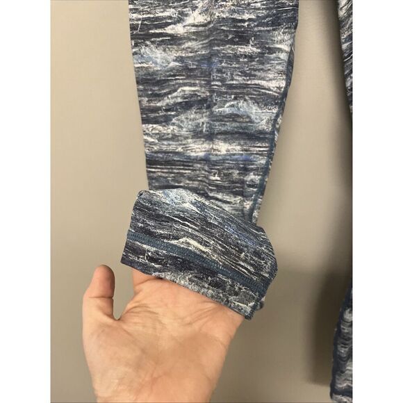 Lululemon Women's Abstract Striped Blue Green High Waist Ankle Leggings Size 8 - Picture 4 of 10